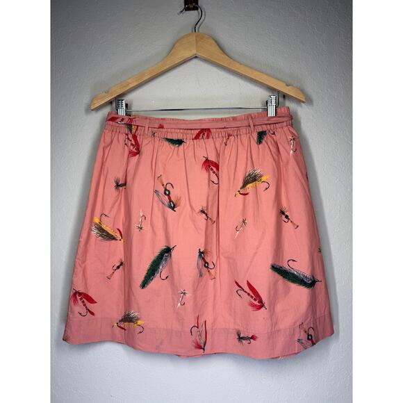 Women's L.L. Bean Coral Fly Fishing Print Mini Skirt Size Small New - Picture 10 of 10